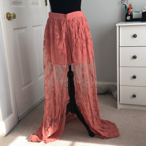 Peach Lace Maxi Skort - Picture 1 of 2